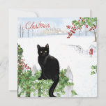 Kerstwens  zwarte kat Winter Scene Feestdagenkaart<br><div class="desc">Kerstwens  zwarte kat Winter Scene Holiday Card</div>