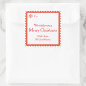 Kerstwensbericht in het rood en wit vierkante sticker (Tas)