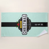 Kerstwensen aangepaste monogram handdoek (Voorkant)