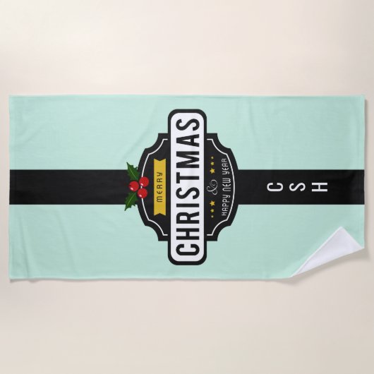 Kerstwensen aangepaste monogram handdoek (Voorkant)