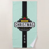 Kerstwensen aangepaste monogram handdoek (Voorkant)