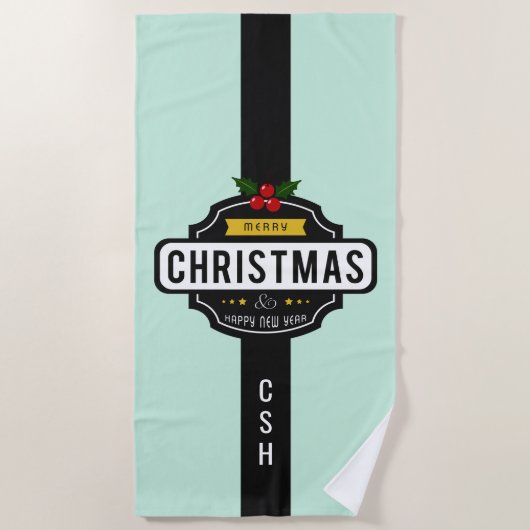 Kerstwensen aangepaste monogram handdoek (Voorkant)