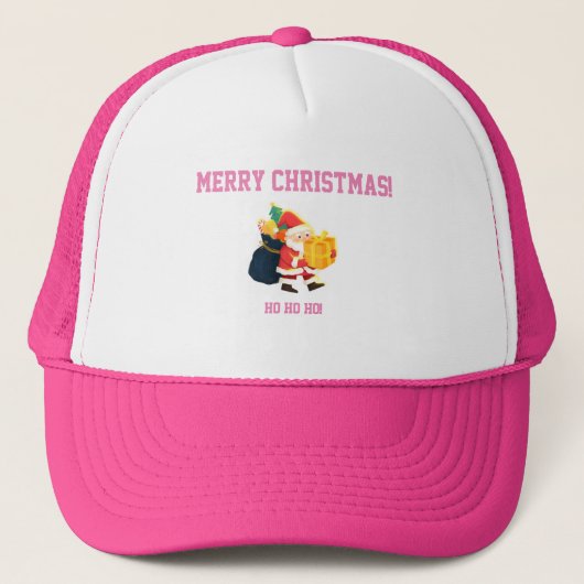 Kerstwensen Bedrukt-Pet Wit en Hot Pink Trucker Pet (Voorkant)