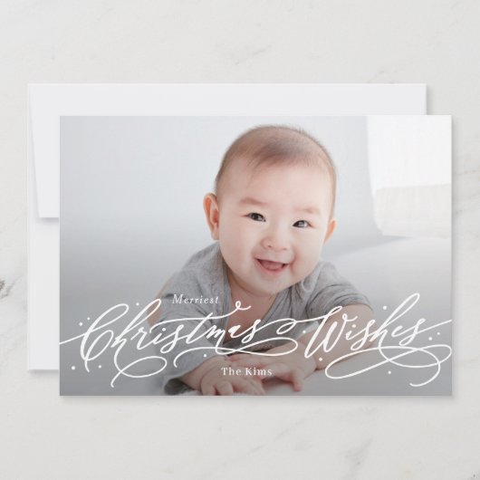 Kerstwensen Bewerkbare Kleur Vakantiefoto Kaart (Voorkant)