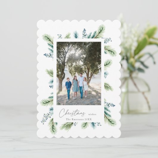 Kerstwensen Boho Spruce en Fir Feestdagenkaart (Staand voorkant)