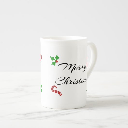 Kerstwensen Bone China Mok (Voorkant rechts)