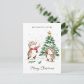 Kerstwensen Boom Egel Briefkaart (Staand voorkant)