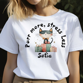 Kerstwensen Cat Moms naam zwart T-Shirt