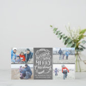 Kerstwensen Collectie 4 Foto Chalk Vakantie Feestdagenkaart (Staand voorkant)
