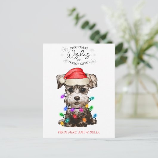 kerstwensen Dog Puppy Kisses Cute Pet Aangepast Briefkaart (Staand voorkant)