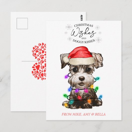 kerstwensen Dog Puppy Kisses Cute Pet Aangepast Briefkaart (Voorkant / Achterkant)