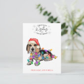 kerstwensen Dog Puppy Kisses Cute Pet Aangepast Briefkaart (Staand voorkant)
