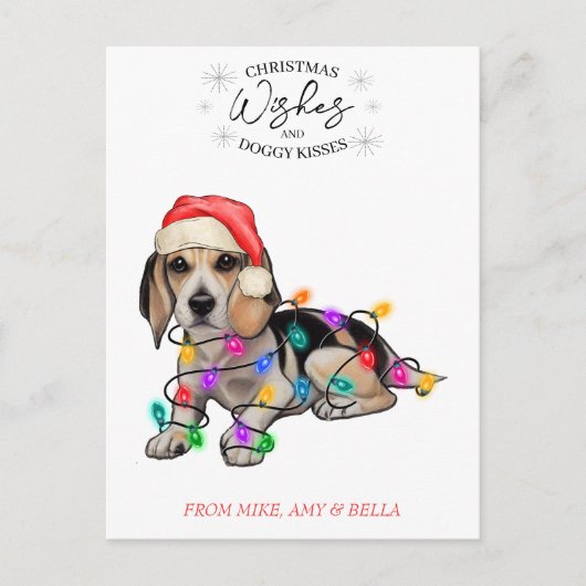kerstwensen Dog Puppy Kisses Cute Pet Aangepast Briefkaart (Voorkant)