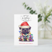 kerstwensen Dog Puppy Kisses Cute Pet Aangepast Briefkaart (Staand voorkant)