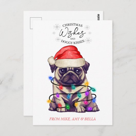kerstwensen Dog Puppy Kisses Cute Pet Aangepast Briefkaart (Voorkant / Achterkant)