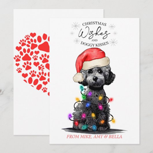 kerstwensen Dog Puppy Kisses Cute Pet Aangepast Feestdagenkaart (Voorkant / Achterkant)