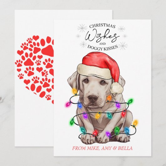 kerstwensen Dog Puppy Kisses Cute Pet Aangepast Feestdagenkaart (Voorkant / Achterkant)