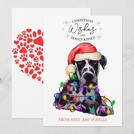 kerstwensen Dog Puppy Kisses Cute Pet Aangepast Feestdagenkaart (Voorkant / Achterkant)