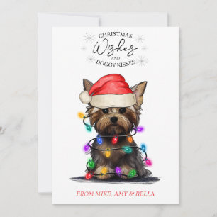 kerstwensen Dog Puppy Kisses Cute Pet Aangepast Feestdagenkaart
