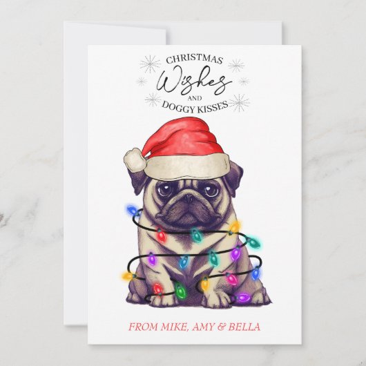 kerstwensen Dog Puppy Kisses Cute Pet Aangepast Feestdagenkaart (Voorkant)