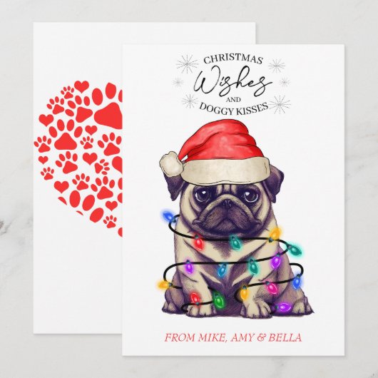 kerstwensen Dog Puppy Kisses Cute Pet Aangepast Feestdagenkaart (Voorkant / Achterkant)