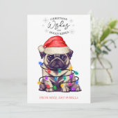 kerstwensen Dog Puppy Kisses Cute Pet Aangepast Feestdagenkaart (Staand voorkant)