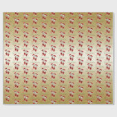 Kerstwensen en kleine geitenkusjes Goud Cadeaupapier (Vlak)