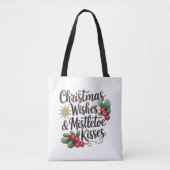 Kerstwensen en maretak kussen familie Xmas Tote Bag (Voorkant)