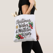 Kerstwensen en maretak kussen familie Xmas Tote Bag (Dichtbij)