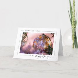 Kerstwensen en roze ornament bedankkaart