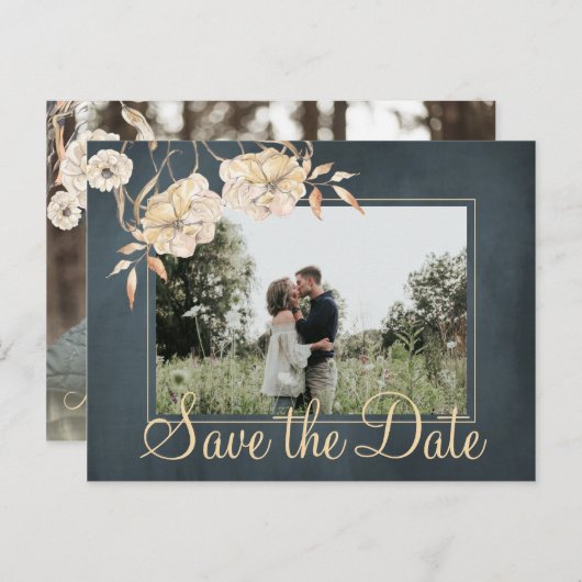 Kerstwensen en save the date bruiloft chic aankondigingskaart (Voorkant / Achterkant)