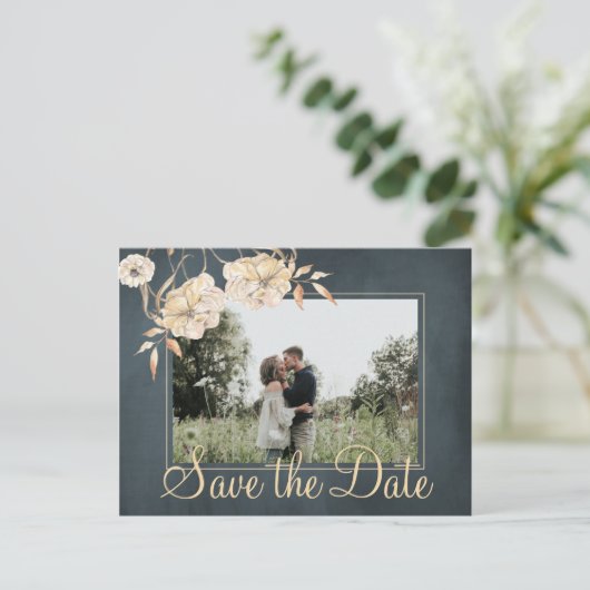 Kerstwensen en save the date trouw chic aankondigingskaart (Staand voorkant)