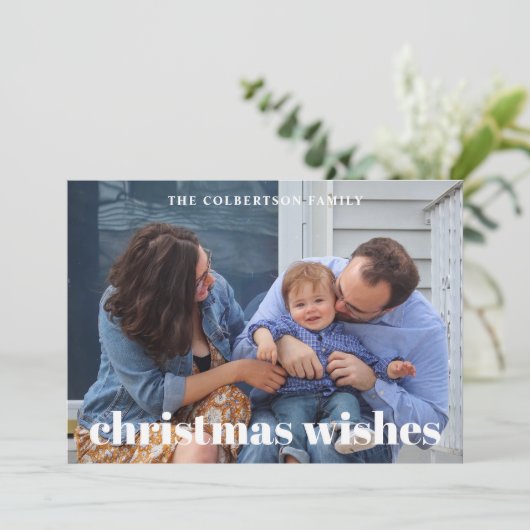 Kerstwensen Familie Foto Kerstmis Kaart (Staand voorkant)