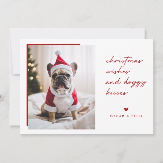 Kerstwensen Familie Huisdier Hond Puppy Kerstmis Feestdagenkaart (Voorkant)