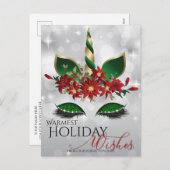 Kerstwensen Festelijke Eenhoorn Gezicht Feestdagenkaart (Voorkant / Achterkant)