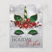 Kerstwensen Festieve Eenhoorn Gezicht Feestdagenkaart (Voorkant)