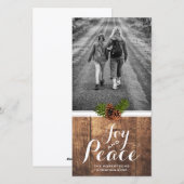 Kerstwensen Foto Houten Dennenappels Feestdagenkaart (Voorkant / Achterkant)