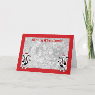Kerstwensen foto koe kaart sjabloon