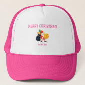 Kerstwensen Gedrukt-Muts Wit en Heet Roze Trucker Pet (Voorkant)