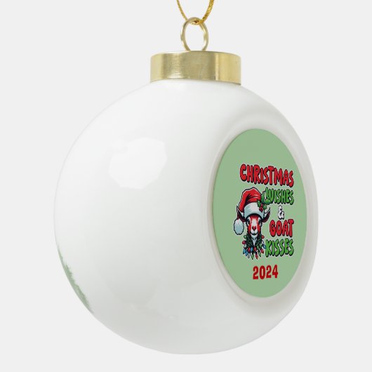 Kerstwensen & geitenkussen keramische bal ornament (Links)