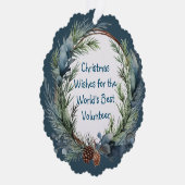 Kerstwensen Groen Krans Vrijwilliger Ornament Kaart (Rechts)