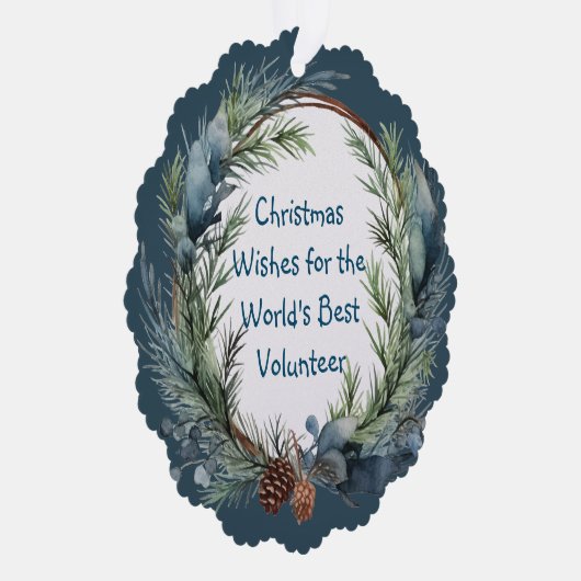 Kerstwensen Groen Krans Vrijwilliger Ornament Kaart (Rechts)