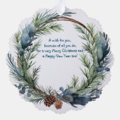 Kerstwensen Groen Krans Vrijwilliger Ornament Kaart (Achterkant)