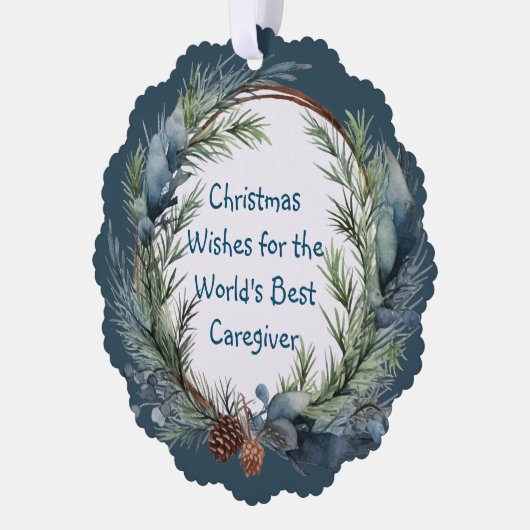 Kerstwensen Groen Krans Zorgverlener Ornament Kaart (Links)