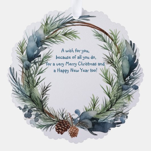 Kerstwensen Groen Krans Zorgverlener Ornament Kaart (Achterkant)