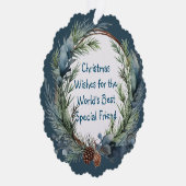 Kerstwensen Groene krans Speciale Vriend Ornament Kaart (Rechts)