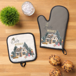 Kerstwensen Kerstcadeau voor huisdecoratie Ovenwant & Pannenlap Set