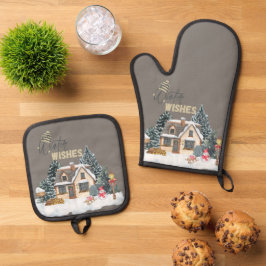 Kerstwensen Kerstcadeau voor huisdecoratie Ovenwant & Pannenlap Set