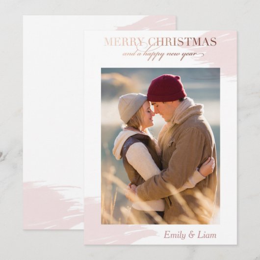 Kerstwensen - Kerstkaart - roze goud (Voorkant / Achterkant)