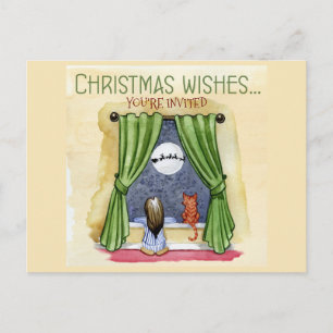 Kerstwensen Kind & Kat Kerstfeest Briefkaart